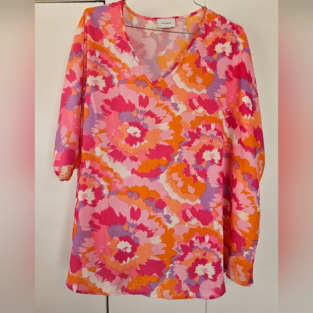 Adrienne Pink and Orange Floral Blouse